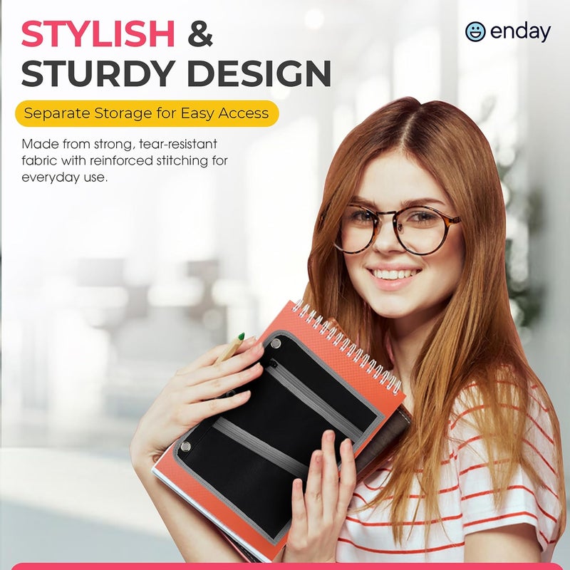 Enday Large Pencil Pouch for 3 Ring Binder, 3-Pocket Flat Pencil Pouch, Zippered Binder Pencil Pouches for School, Home, and Office, Grey - Image 3